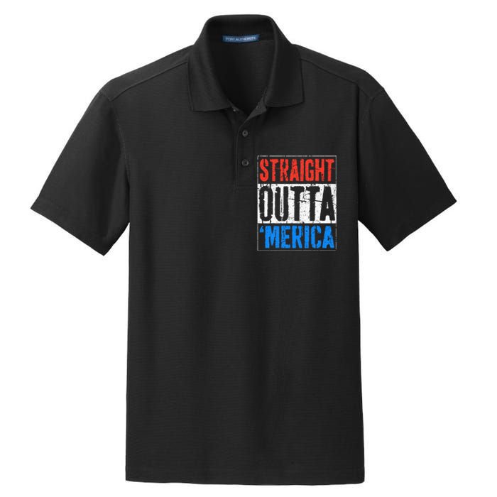 Straight Outta Merica 4th Of July Dry Zone Grid Polo