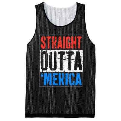 Straight Outta Merica 4th Of July Mesh Reversible Basketball Jersey Tank