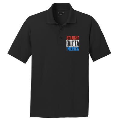 Straight Outta Merica 4th Of July PosiCharge RacerMesh Polo