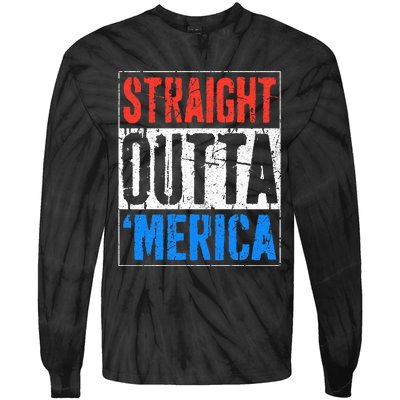 Straight Outta Merica 4th Of July Tie-Dye Long Sleeve Shirt