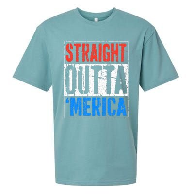 Straight Outta Merica 4th Of July Sueded Cloud Jersey T-Shirt