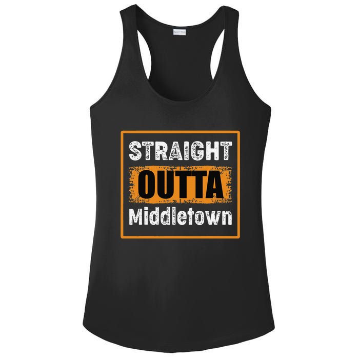 Straight Outta Middletown Ohio USA Retro Distressed Vintage Ladies PosiCharge Competitor Racerback Tank