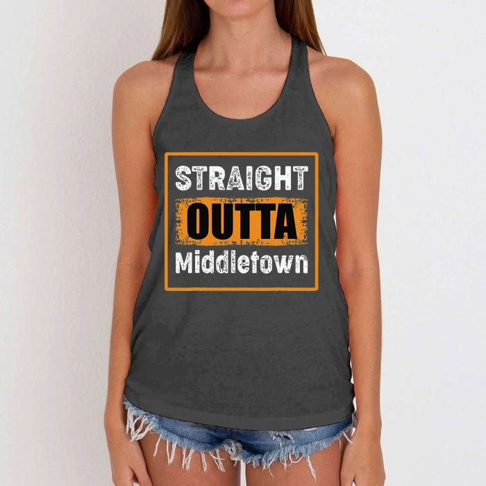 Straight Outta Middletown Ohio USA Retro Distressed Vintage Women's Knotted Racerback Tank