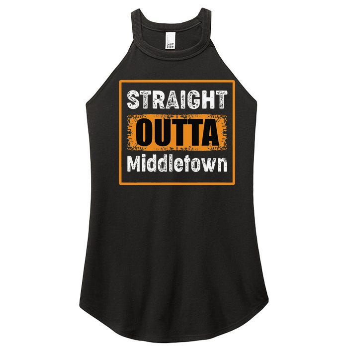 Straight Outta Middletown Ohio USA Retro Distressed Vintage Women's Perfect Tri Rocker Tank