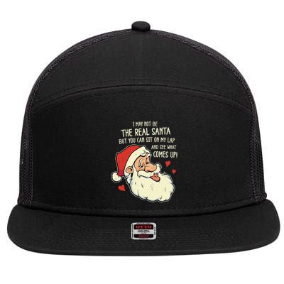 Sit On My Lap Funny Rude Xmas Naughty Christmas 7 Panel Mesh Trucker Snapback Hat