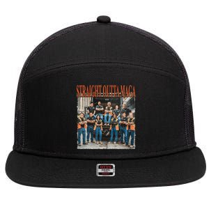 Straight Outta Maga Funny Trump 2024 7 Panel Mesh Trucker Snapback Hat