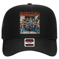 Straight Outta Maga Funny Trump 2024 High Crown Mesh Back Trucker Hat