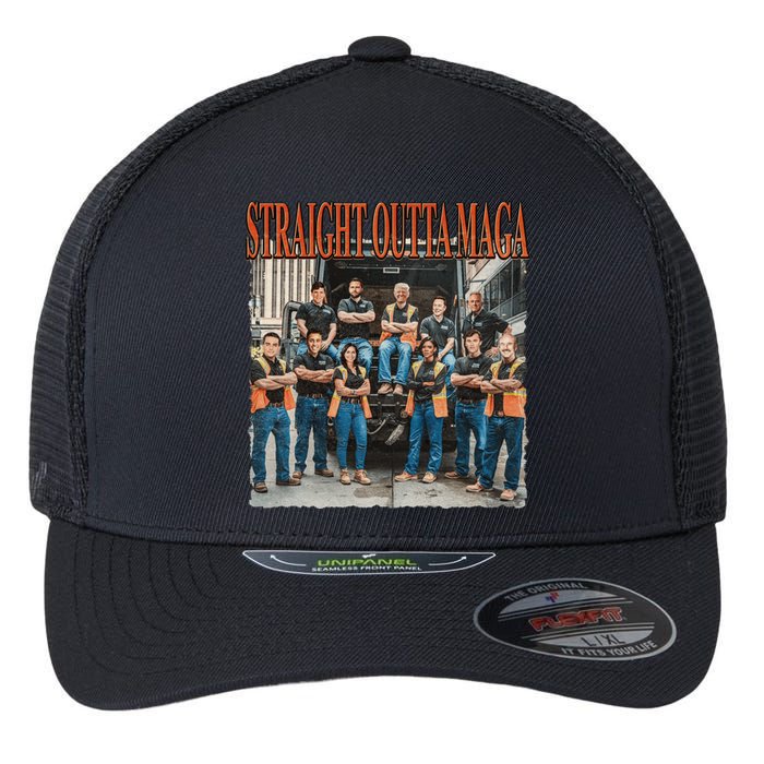 Straight Outta Maga Funny Trump 2024 Flexfit Unipanel Trucker Cap