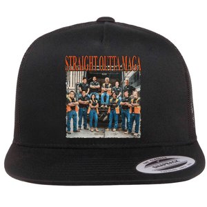 Straight Outta Maga Funny Trump 2024 Flat Bill Trucker Hat