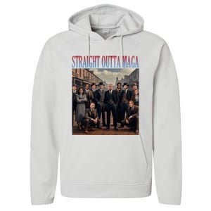 Straight Outta Maga Funny Trump 2024 Performance Fleece Hoodie