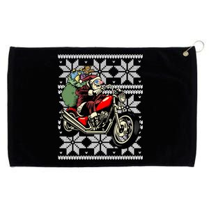 Santa On Motorcycle Funny Ugly Christmas Gift Funny Gift Grommeted Golf Towel