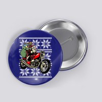 Santa On Motorcycle Funny Ugly Christmas Gift Funny Gift Button