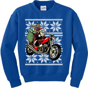 Santa On Motorcycle Funny Ugly Christmas Gift Funny Gift Kids Sweatshirt