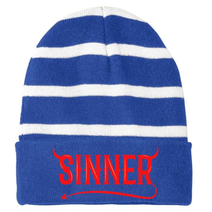 Sinner Outfit Matching Clothes Couple Gifts Funny Halloween Striped Beanie with Solid Band