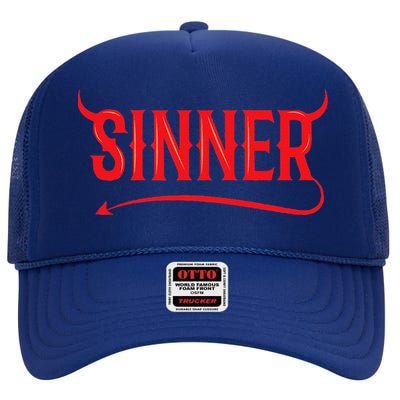 Sinner Outfit Matching Clothes Couple Gifts Funny Halloween High Crown Mesh Back Trucker Hat