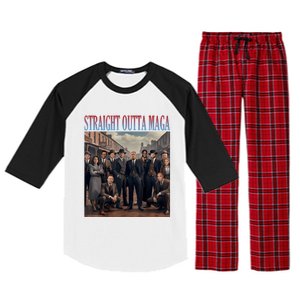 Straight Outta Maga Funny Trump 2024 Raglan Sleeve Pajama Set