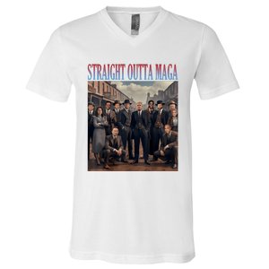 Straight Outta Maga Funny Trump 2024 V-Neck T-Shirt