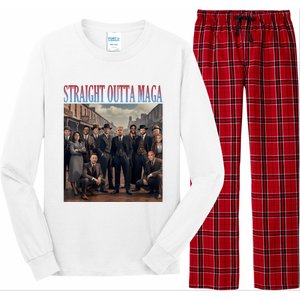 Straight Outta Maga Funny Trump 2024 Long Sleeve Pajama Set