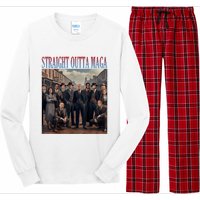 Straight Outta Maga Funny Trump 2024 Long Sleeve Pajama Set