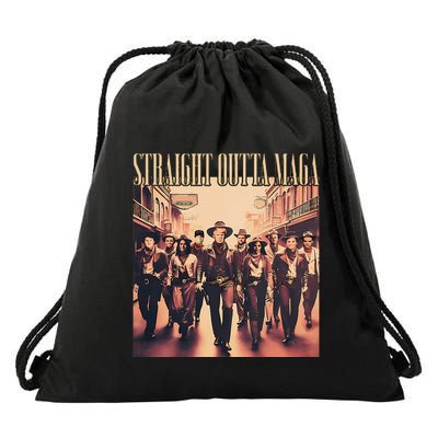 Straight Outta Maga Funny Trump 2024 Drawstring Bag
