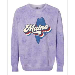 State Of Maine Retro Logo Colorblast Crewneck Sweatshirt