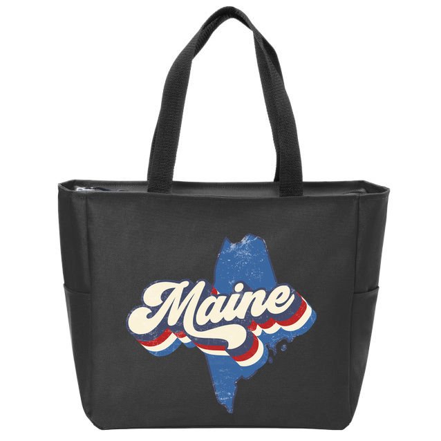 State Of Maine Retro Logo Zip Tote Bag