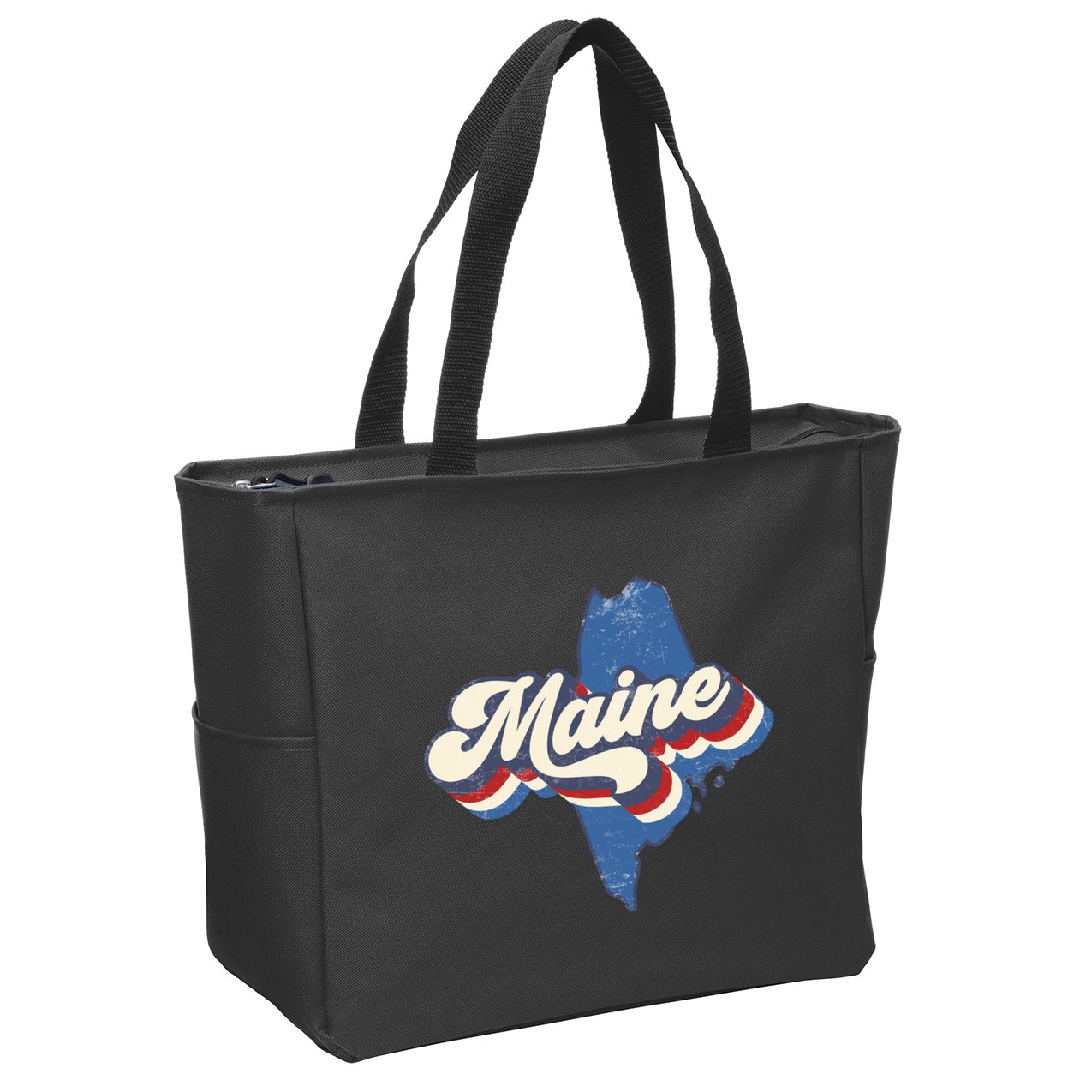 State Of Maine Retro Logo Zip Tote Bag