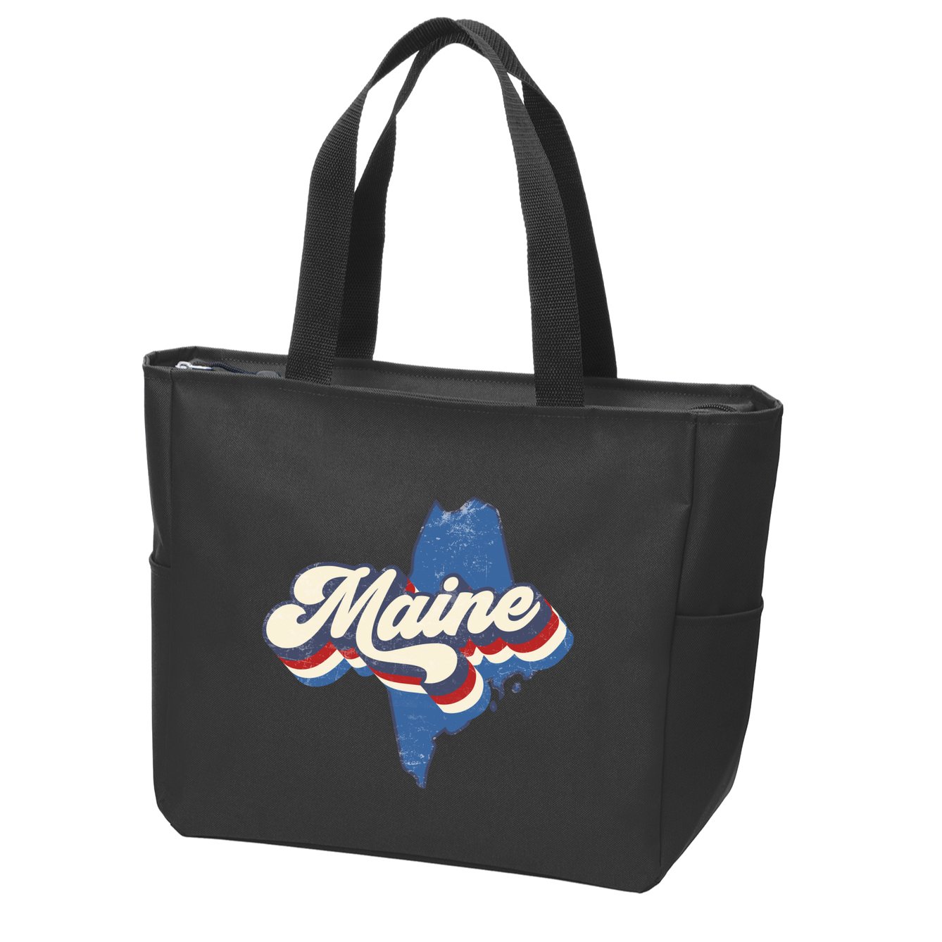 State Of Maine Retro Logo Zip Tote Bag