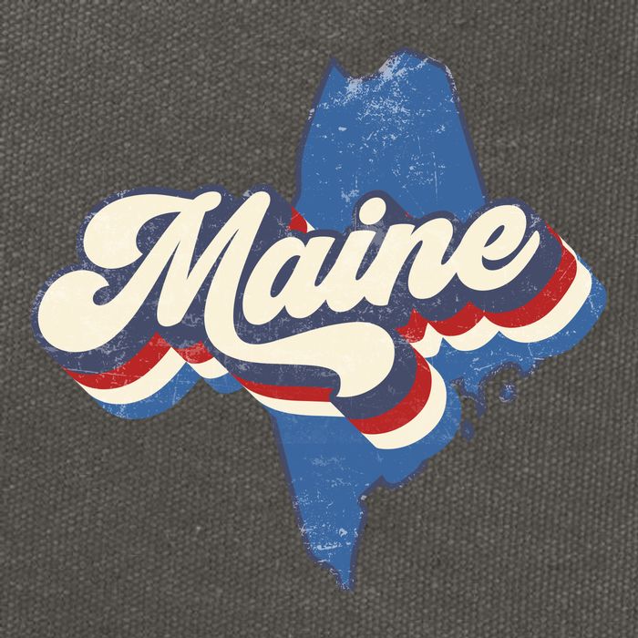 State Of Maine Retro Logo Cotton Canvas Backpack