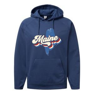 State Of Maine Retro Logo Performance Fleece Hoodie