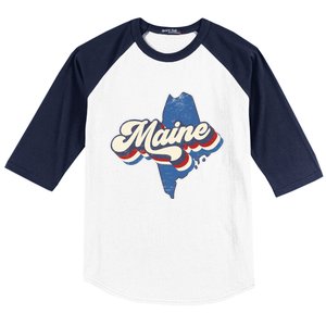 State Of Maine Retro Logo Baseball Sleeve Shirt