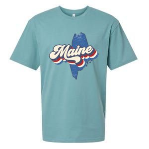 State Of Maine Retro Logo Sueded Cloud Jersey T-Shirt