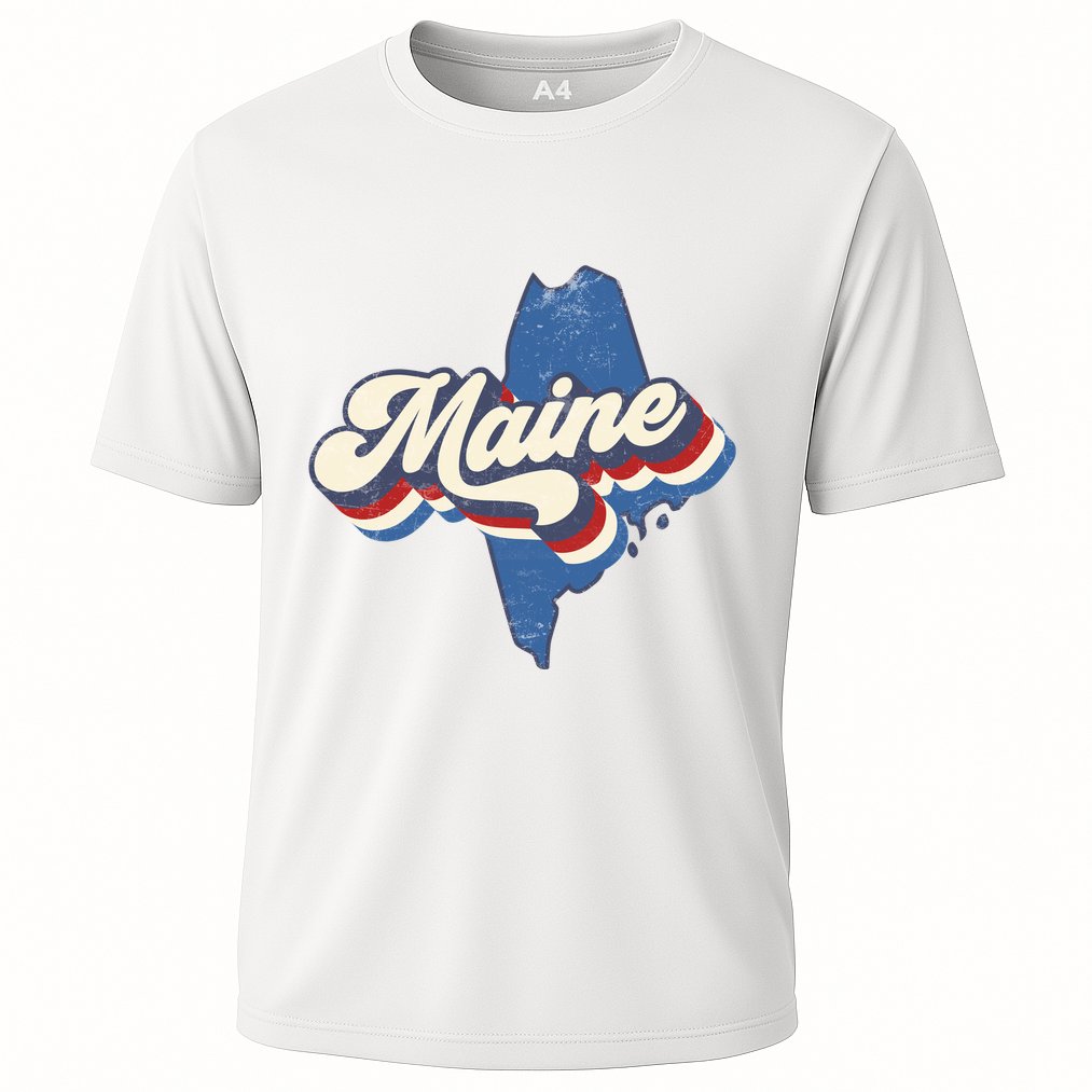 State Of Maine Retro Logo Cooling Performance Crew T-Shirt