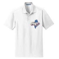 State Of Maine Retro Logo Dry Zone Grid Polo