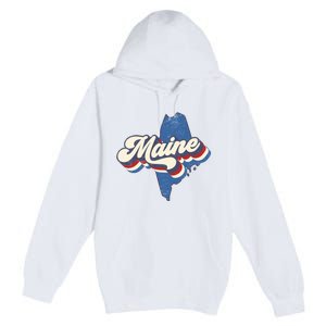 State Of Maine Retro Logo Premium Pullover Hoodie