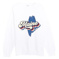 State Of Maine Retro Logo Premium Crewneck Sweatshirt