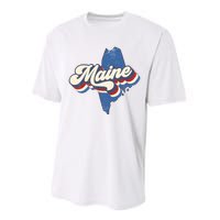 State Of Maine Retro Logo Performance Sprint T-Shirt