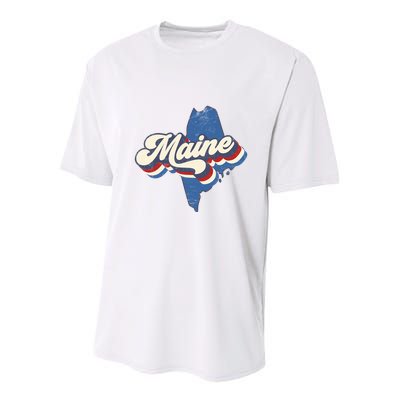 State Of Maine Retro Logo Youth Performance Sprint T-Shirt