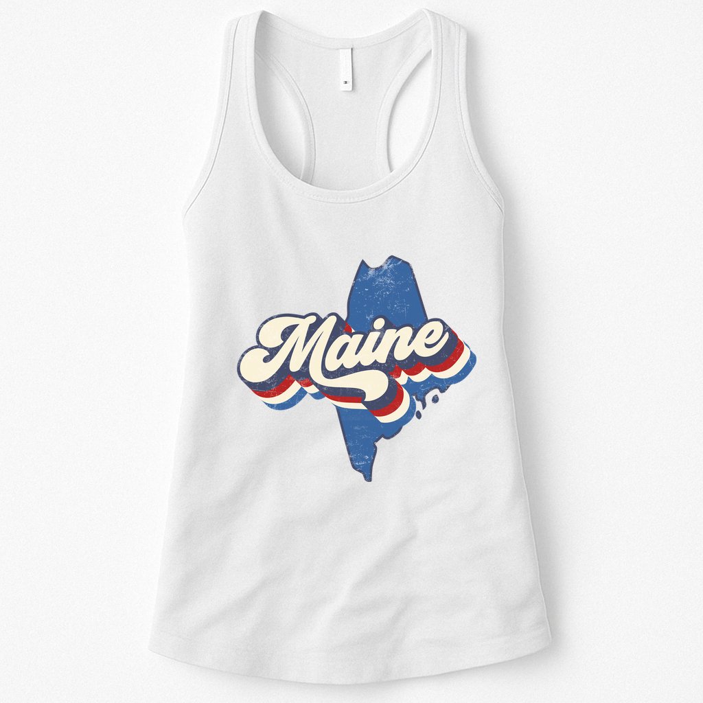 State Of Maine Retro Logo Womens Tank Top