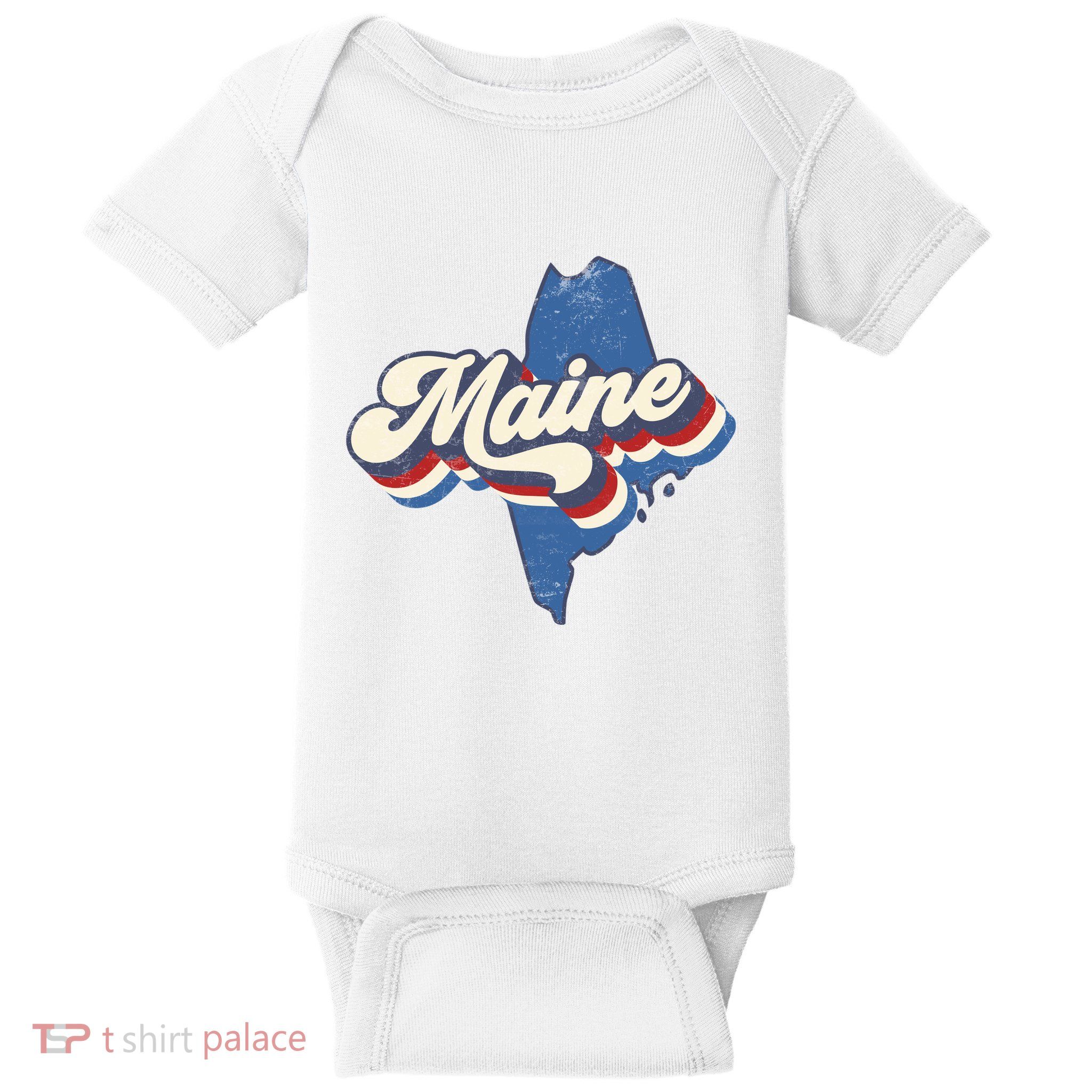 State Of Maine Retro Logo Baby Bodysuit