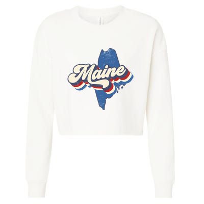 State Of Maine Retro Logo Cropped Pullover Crew