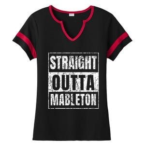 Straight Outta Mableton Georgia Ladies Halftime Notch Neck Tee