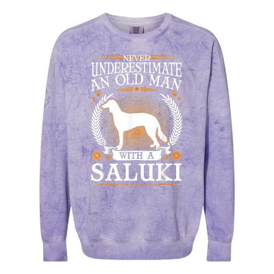 Saluki Old Man Persian Greyhound Saluki Colorblast Crewneck Sweatshirt