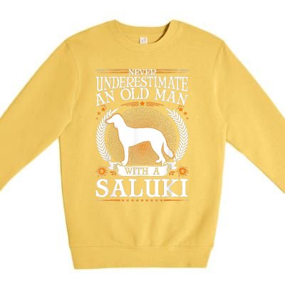 Saluki Old Man Persian Greyhound Saluki Premium Crewneck Sweatshirt