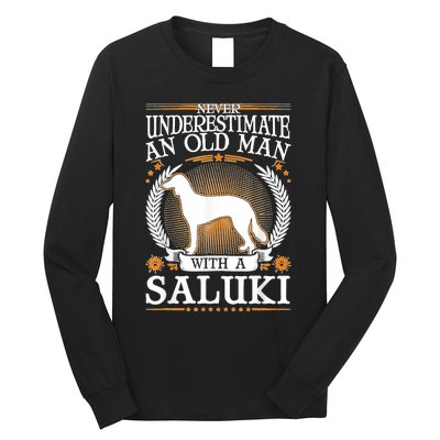 Saluki Old Man Persian Greyhound Saluki Long Sleeve Shirt