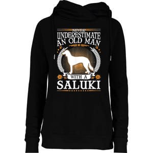 Saluki Old Man Persian Greyhound Saluki Womens Funnel Neck Pullover Hood