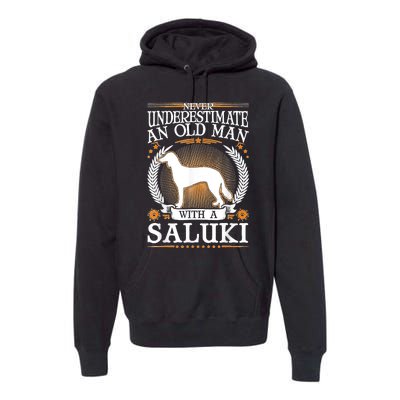 Saluki Old Man Persian Greyhound Saluki Premium Hoodie