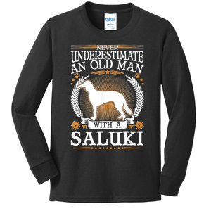 Saluki Old Man Persian Greyhound Saluki Kids Long Sleeve Shirt