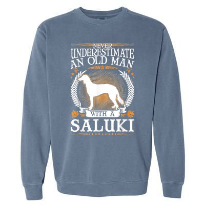 Saluki Old Man Persian Greyhound Saluki Garment-Dyed Sweatshirt