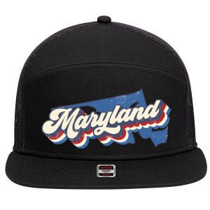 State Of Maryland Retro Logo 7 Panel Mesh Trucker Snapback Hat